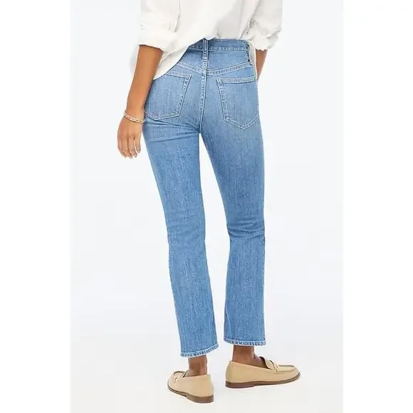 NWT J.Crew Flare Crop Mid-Rise Jean in All-Day Stretch Blue Pebble Wash Size 27